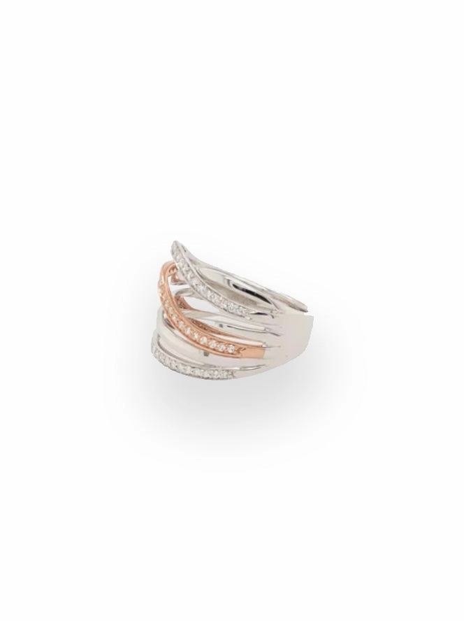 Rose and White Gold Crossover Ring