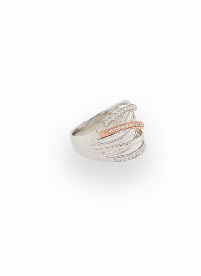 Rose and White Gold Crossover Ring