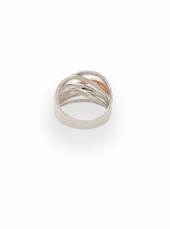 Rose and White Gold Crossover Ring