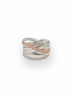 Rose and White Gold Crossover Ring