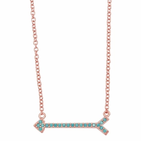 Rose Gold Plated 925 Sterling Silver  Arrow Necklace with Turquoise Stones - BGP01157RGP