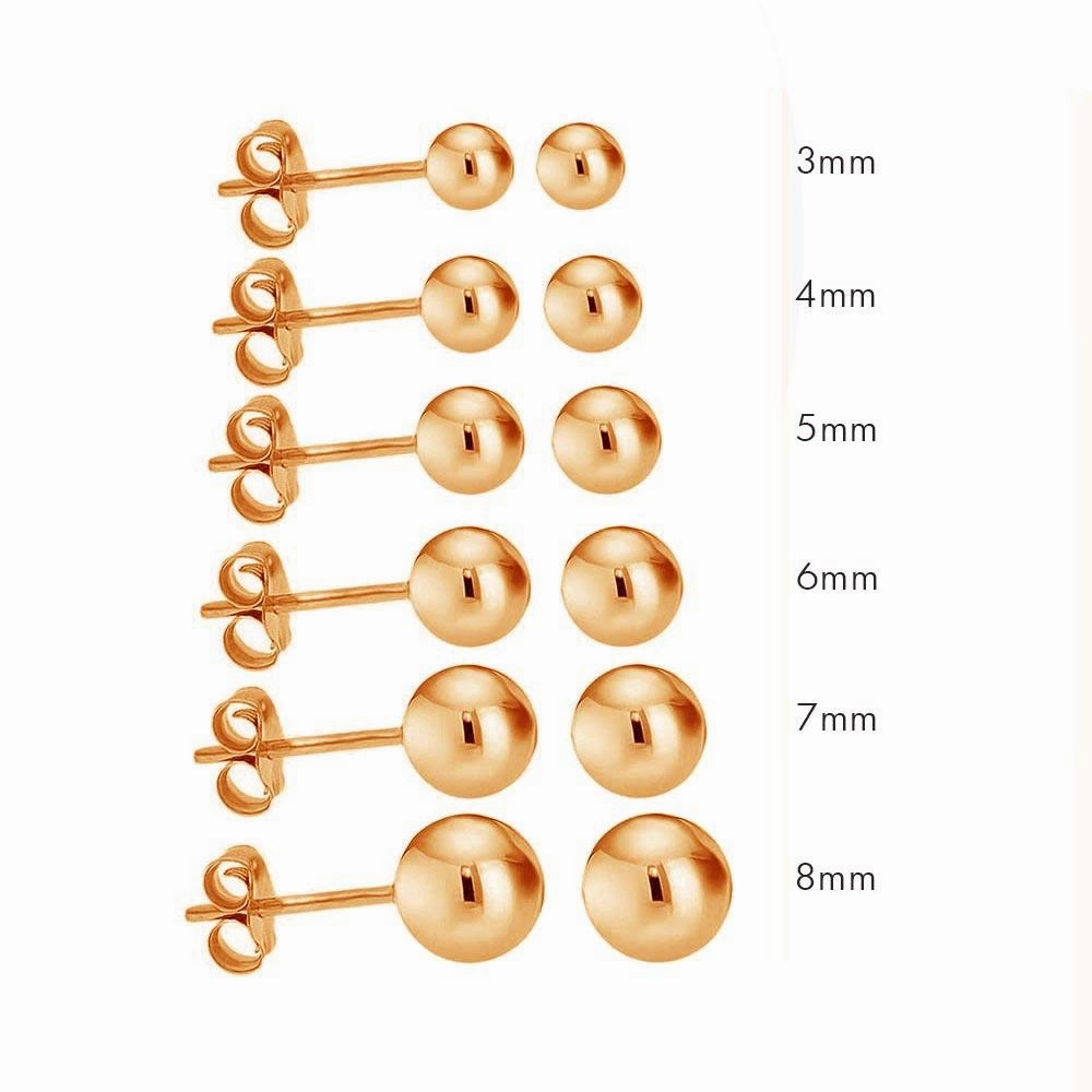 Rose Gold Plated 925 Sterling Silver Bead Stud Earrings - BD-STUD-RGP