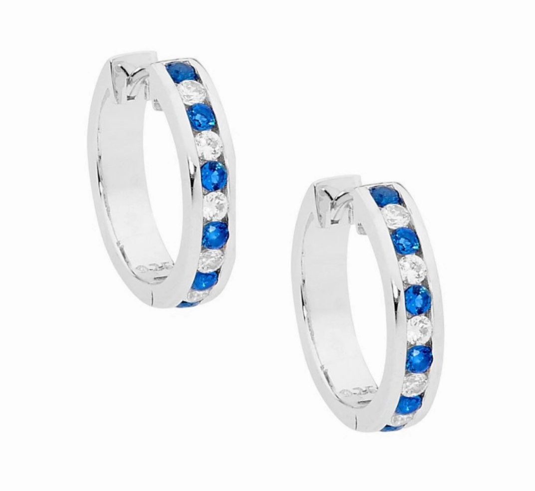 Round Channel 18mm Coloured CZ Hoop Earrings- 3 colours