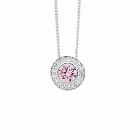 S/S Light Pink CZ with White CZ Claw Surroundings - Pendant & Earring