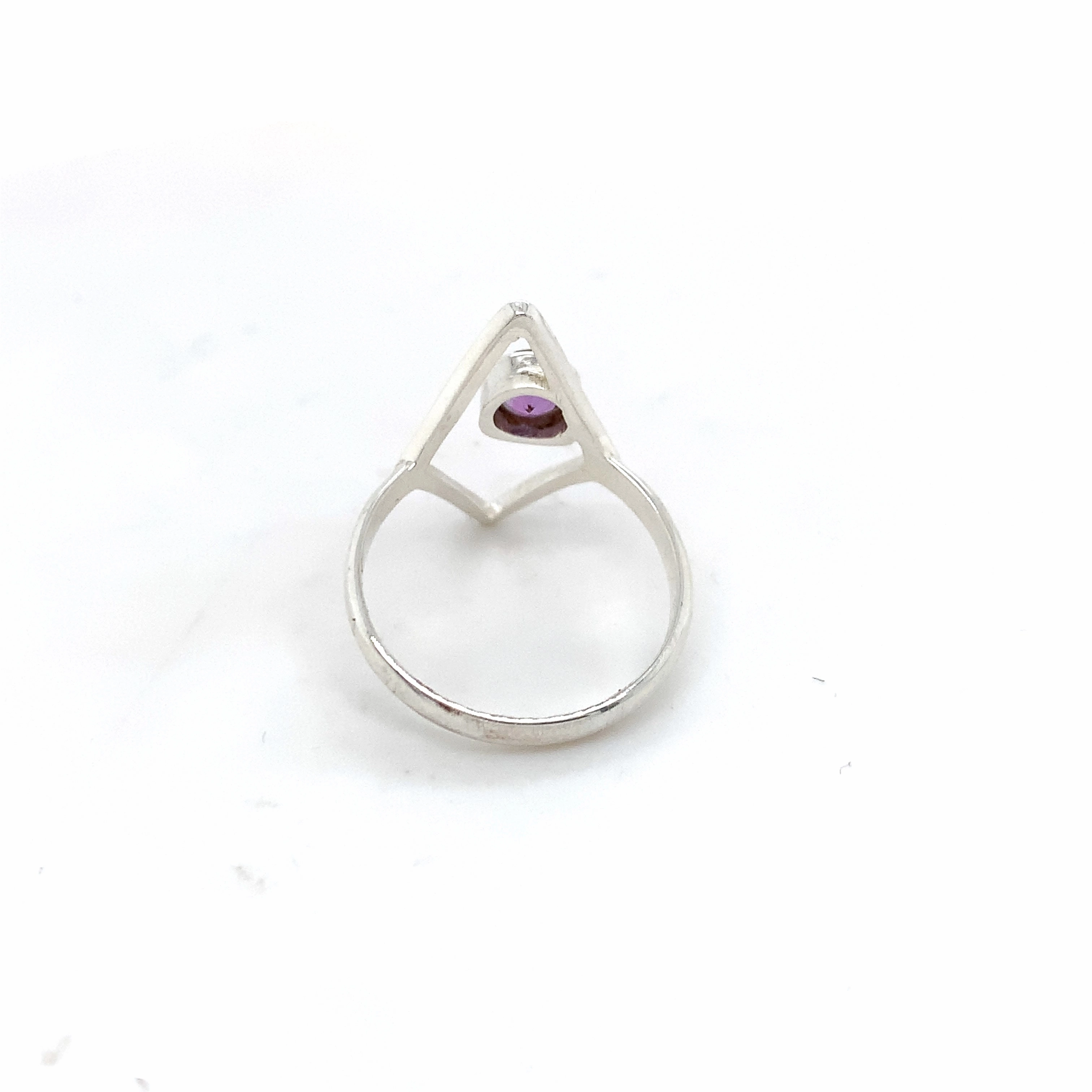 Semi-Precious Gemstone Silver Diamond Shape Ring - 3 colours