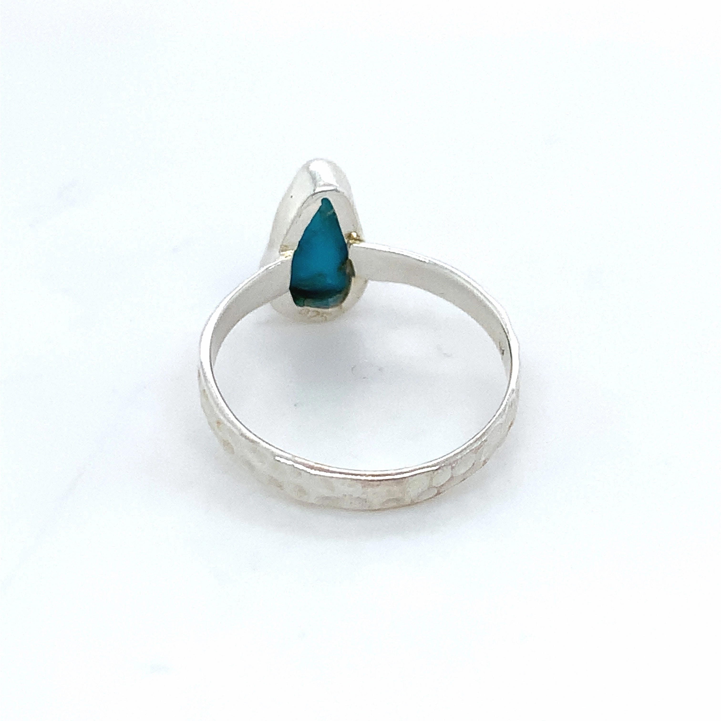 Semi-Precious Turquoise Hammer Silver Band Ring