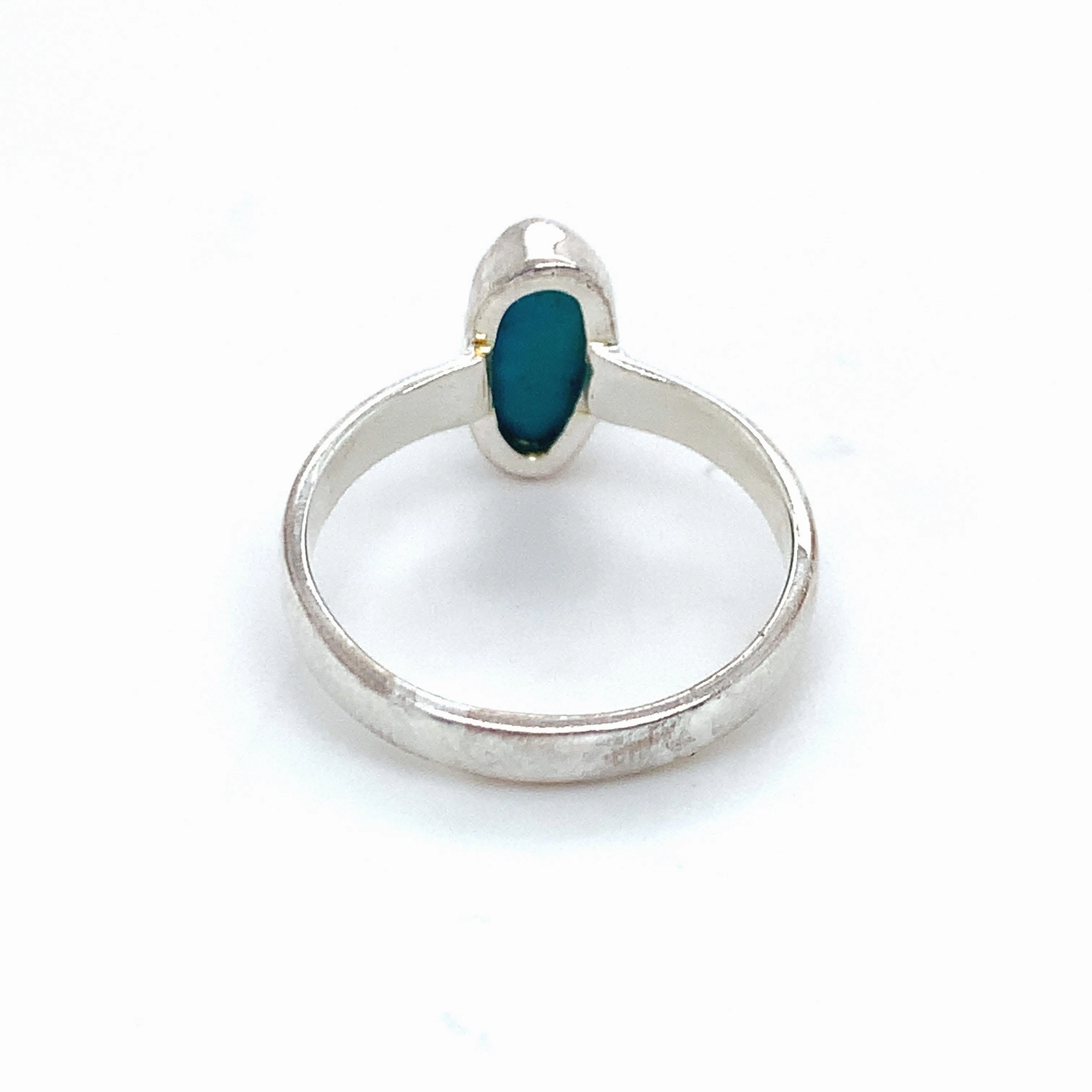 Semi-Precious Turquoise Smooth Round Silver Ring