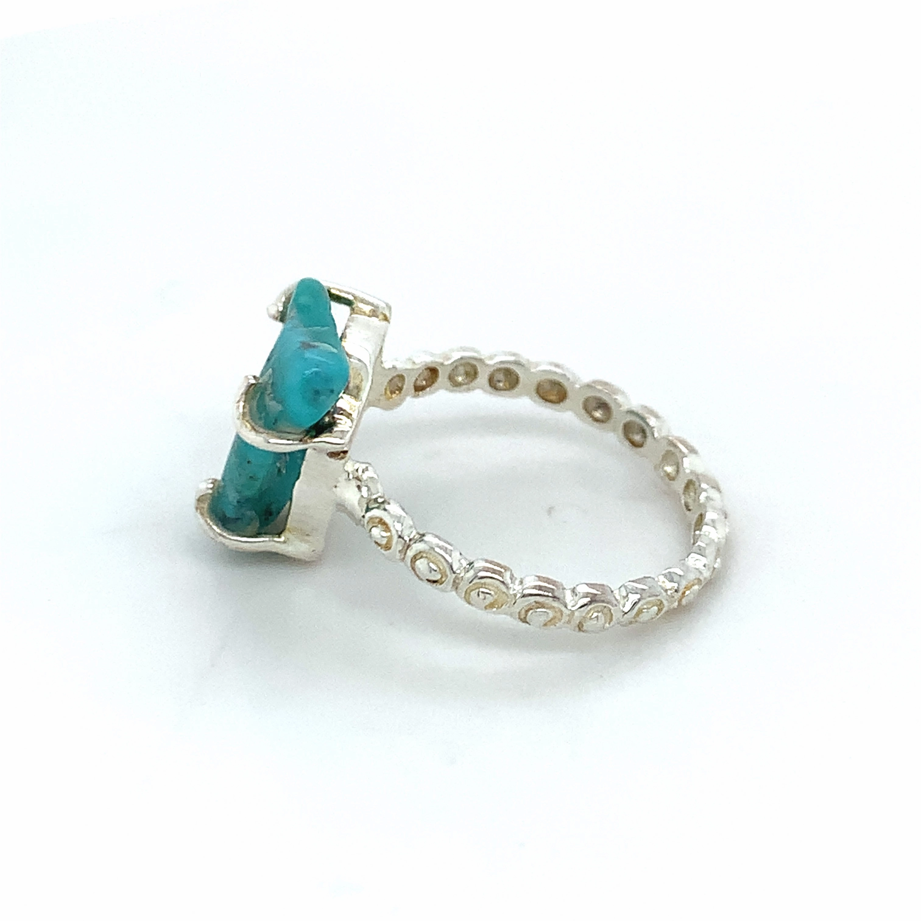 Semi-Precious Turquoise Swirl Textured Silver Ring