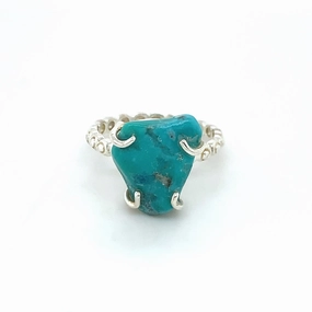Semi-Precious Turquoise Swirl Textured Silver Ring