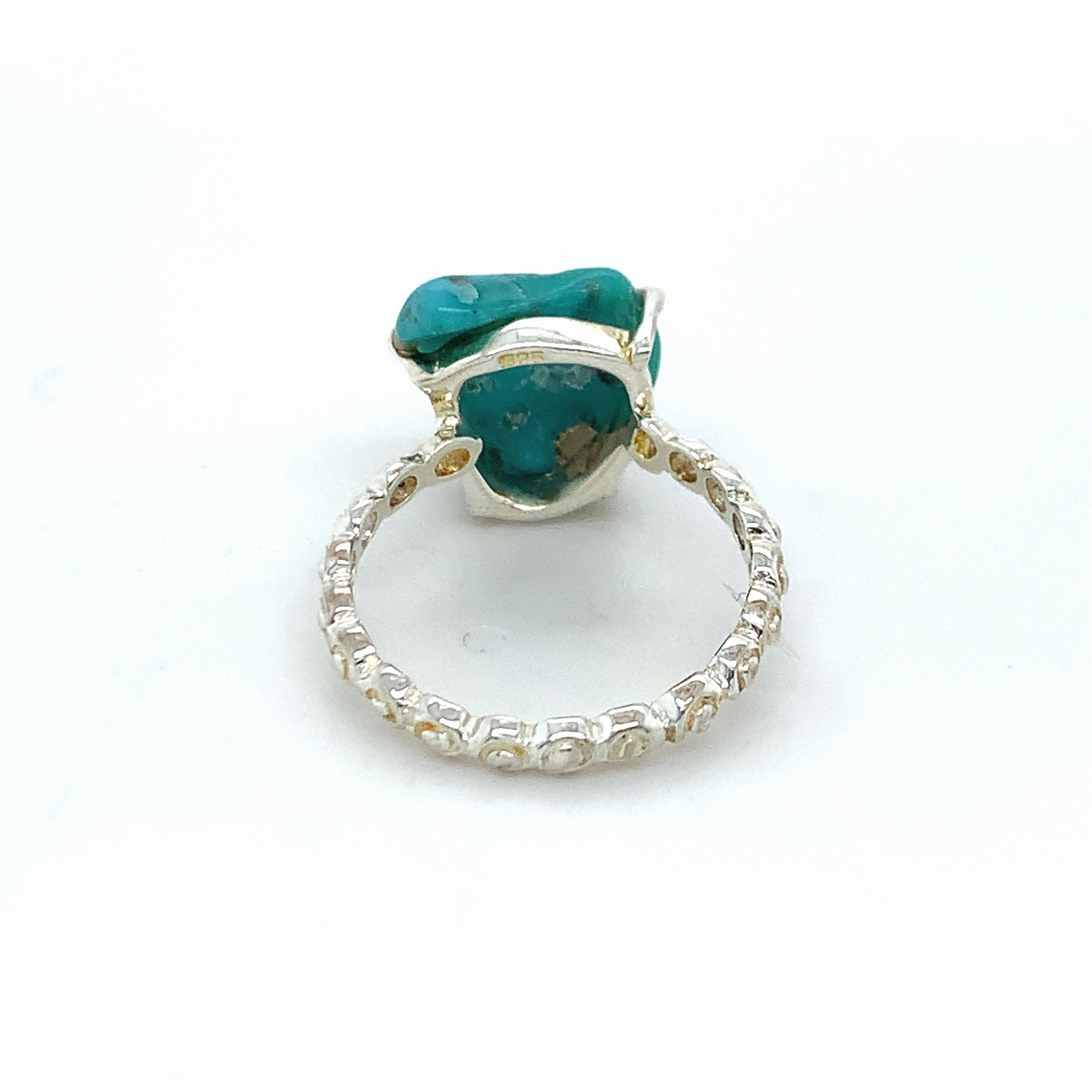 Semi-Precious Turquoise Swirl Textured Silver Ring
