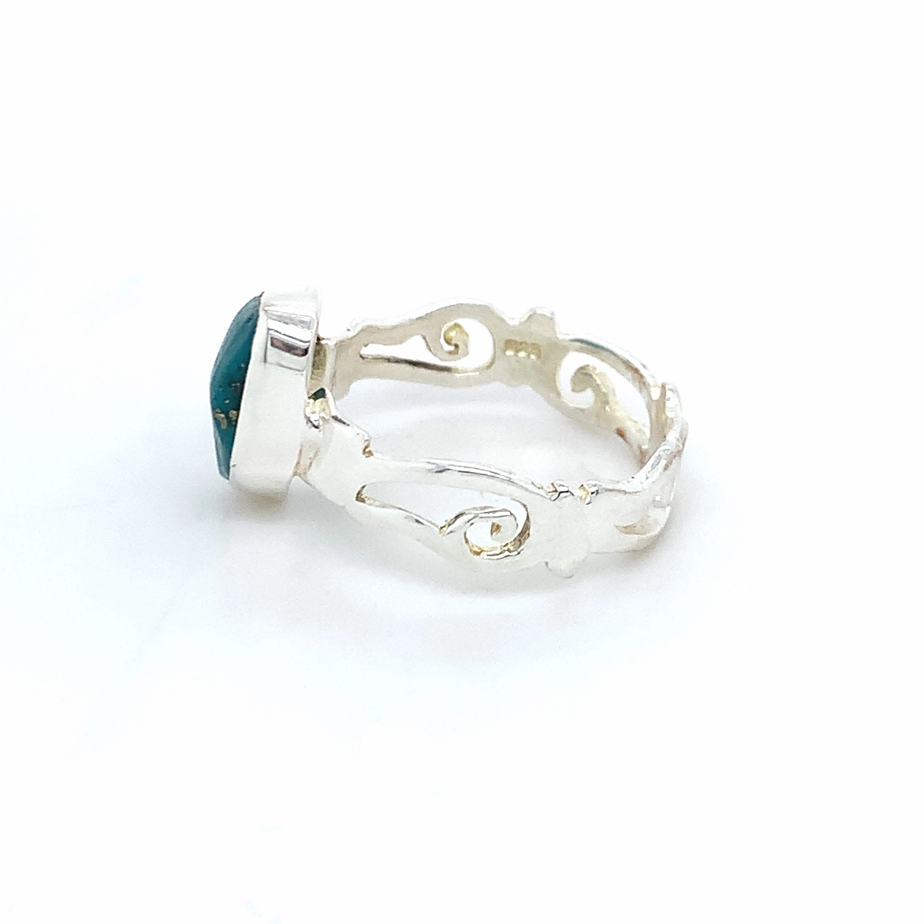Semi-Precious Turquoise Wave Silver Ring