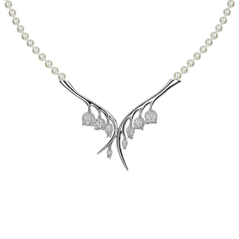 Shaun Leane 18ct White Gold 1.21ct Diamond White Pearl Maybell Branch Necklace