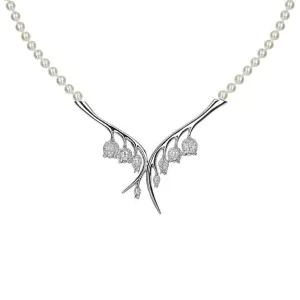 Shaun Leane 18ct White Gold 1.21ct Diamond White Pearl Maybell Branch Necklace
