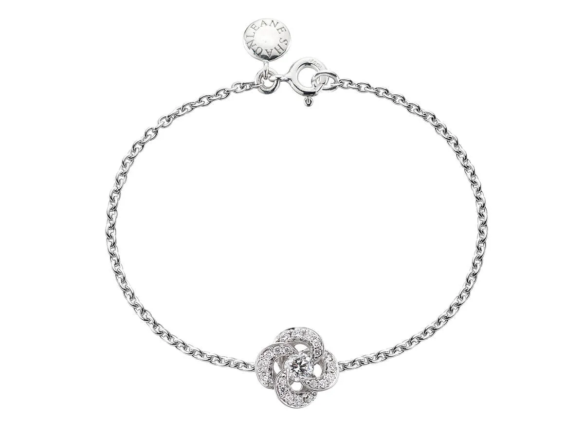Shaun Leane Entwined 18ct White Gold Diamond Pave Petal Flower Bracelet