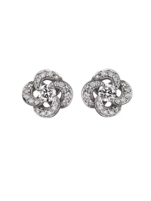Shaun Leane Entwined 18ct White Gold Diamond Pave Petal Flower Stud Earrings