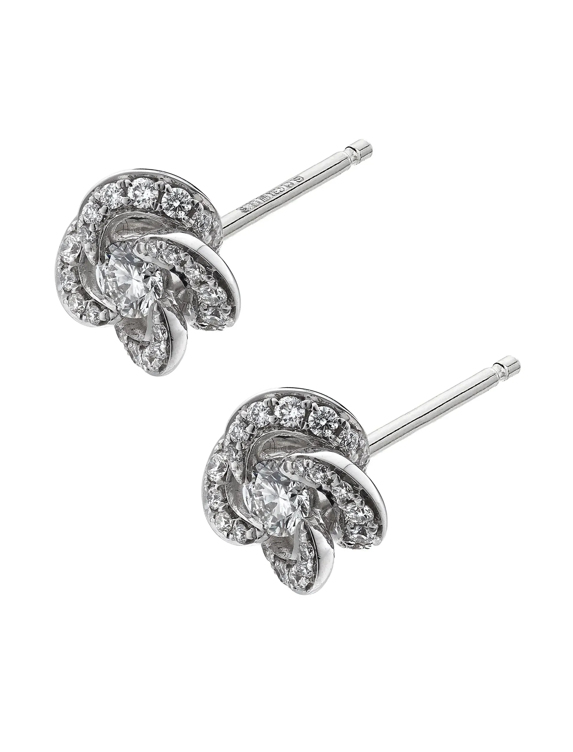 Shaun Leane Entwined 18ct White Gold Diamond Pave Petal Flower Stud Earrings