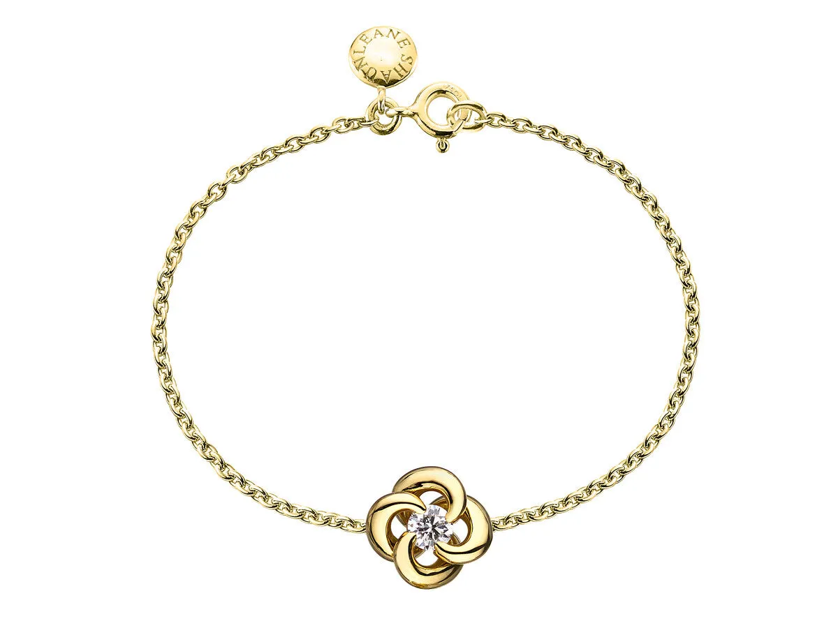Shaun Leane Entwined 18ct Yellow Gold Diamond Petal Flower Bracelet