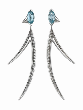 Shaun Leane 18ct White Gold 1.39ct Diamond & Aquamarine Aerial Earrings