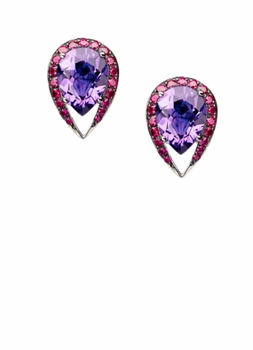 Shaun Leane 18ct White Gold Amethyst & Ruby Aurora Stud Earrings