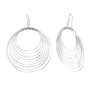 Silver 925 Circle Shaped Multi-Wire Dangling Earrings - STE00789