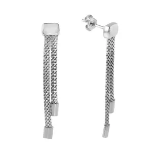 Silver 925 Rhodium Plated 2 Strand Dangling Earrings - ITE00067RH
