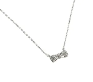 Silver 925 Rhodium Plated Bow CZ Necklace - BGP00807