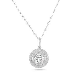 Silver 925 Rhodium Plated Circle Micro Pave CZ Dangling Pendant - ACP00084