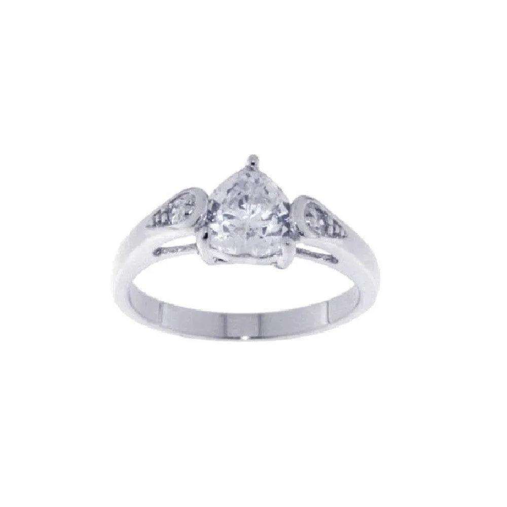 Silver 925 Rhodium Plated Clear Center CZ Ring - STR00579