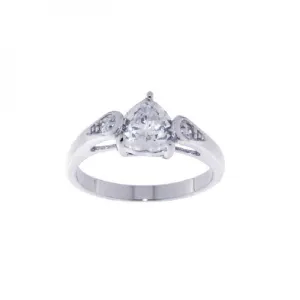 Silver 925 Rhodium Plated Clear Center CZ Ring - STR00579