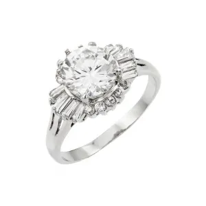 Silver 925 Rhodium Plated CZ Baguette Ring - BGR00921