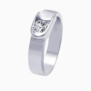 Silver 925 Rhodium Plated CZ Belt Buckle Ring - AAR0026