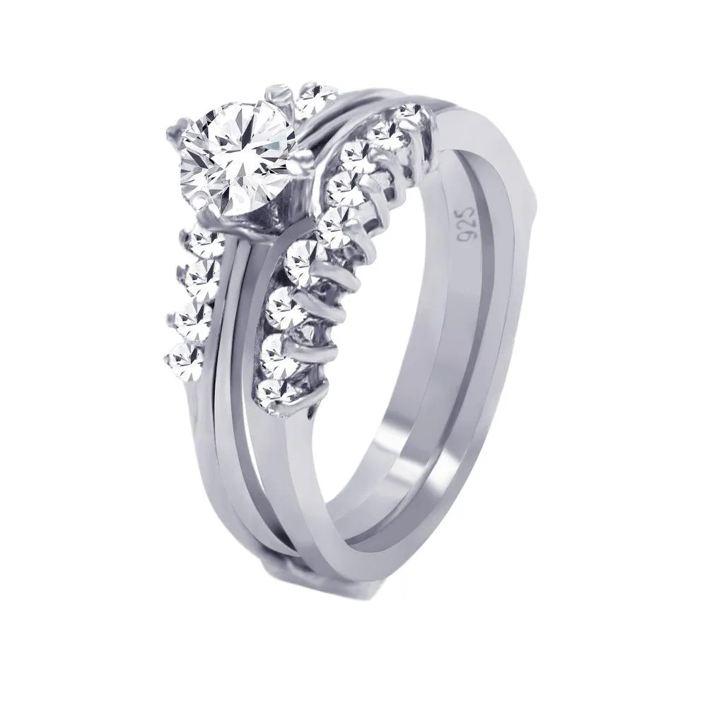 Silver 925 Rhodium Plated CZ Engagement Antique Ring - AAR0036