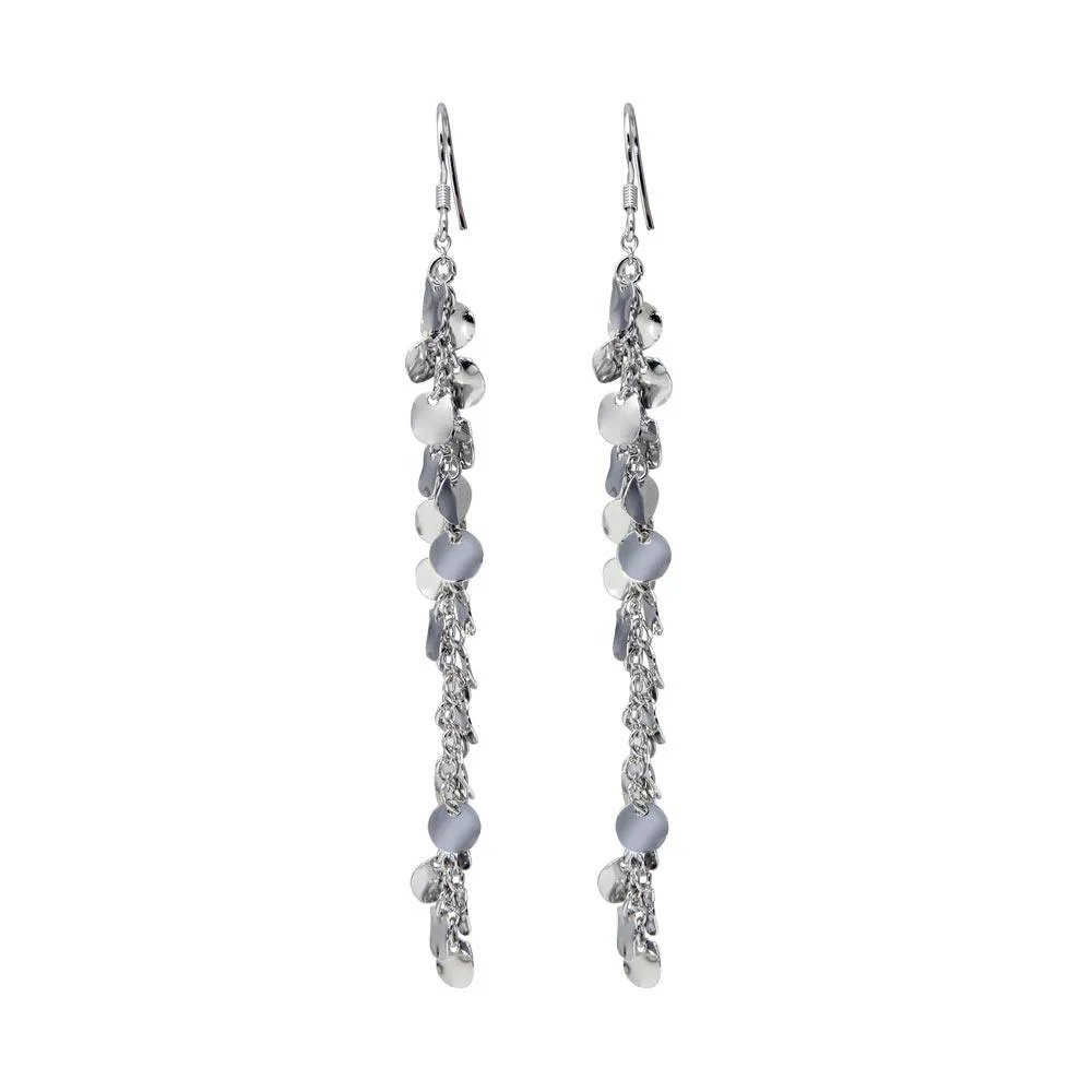 Silver 925 Rhodium Plated Dangling Hook Earrings - DSE00064