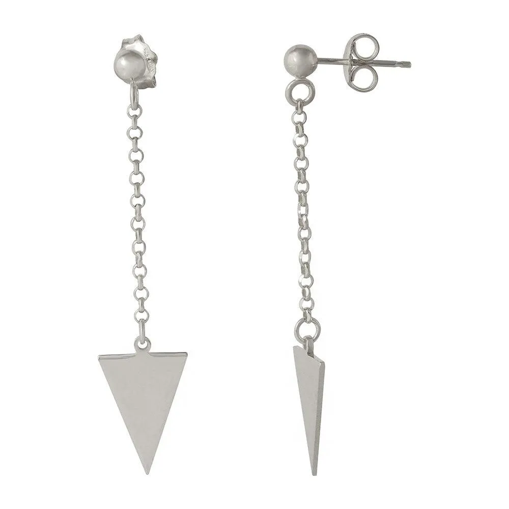 Silver 925 Rhodium Plated Hanging Triangle Earrings - ARE00006RH