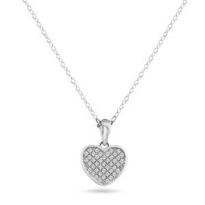 Silver 925 Rhodium Plated Heart CZ Dangling Pendant - ACP00029