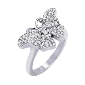 Silver 925 Rhodium Plated Micro Pave CZ Butterfly Ring - ACR00050