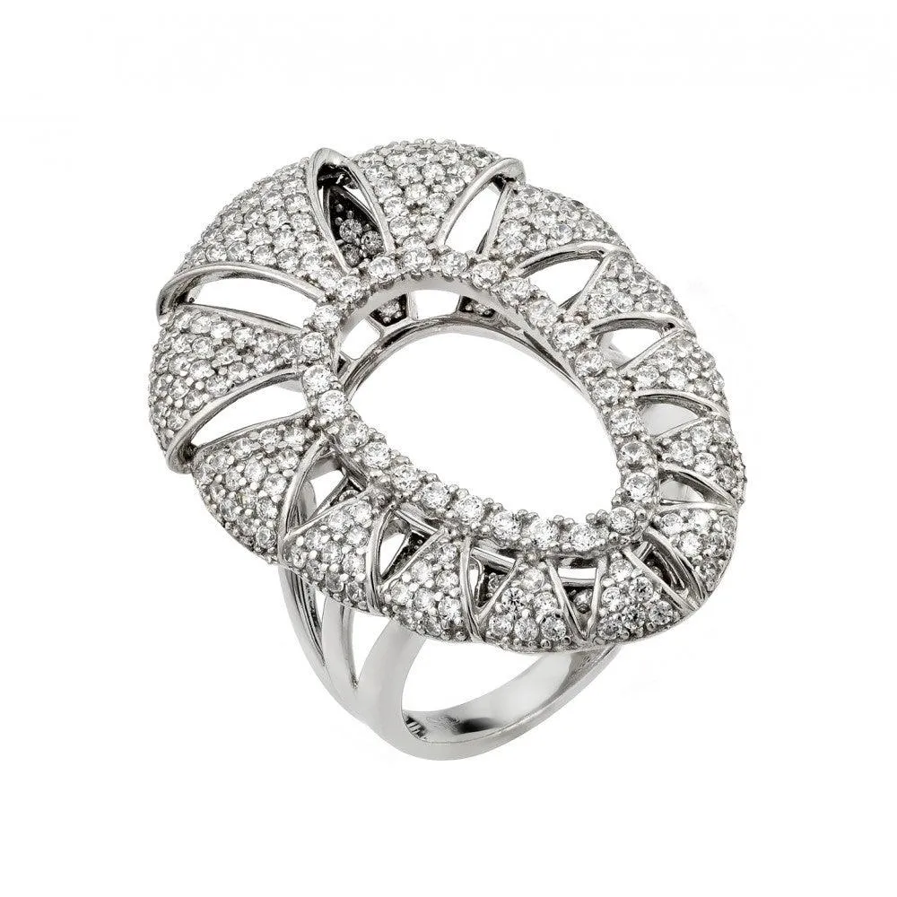 Silver 925 Rhodium Plated Micro Pave CZ Ring - GMR00023