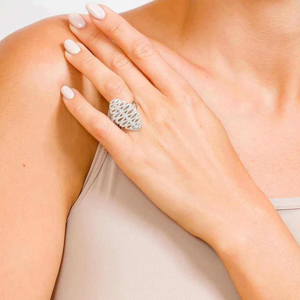Silver 925 Rhodium Plated Micro Pave CZ Ring - GMR00024