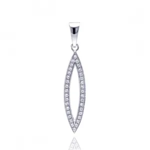 Silver 925 Rhodium Plated Open Marquis CZ Dangling Pendant - ACP00044