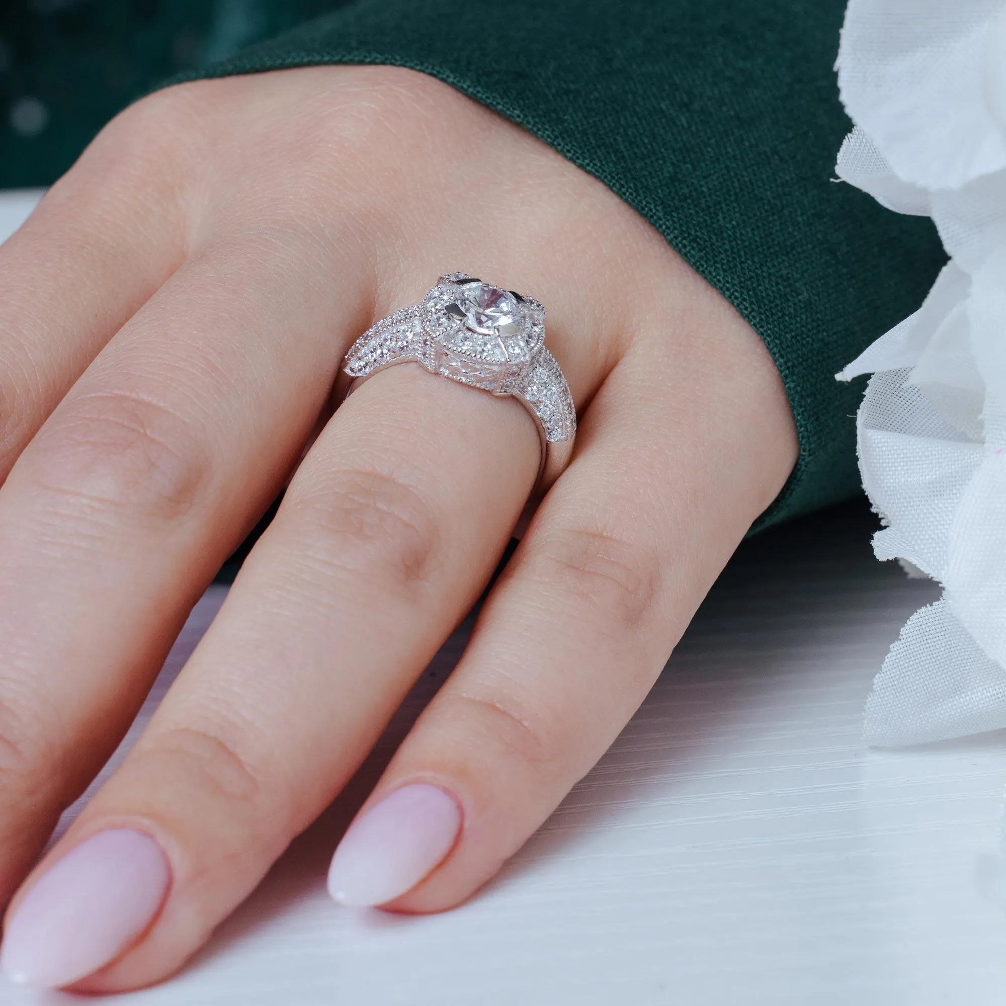 Silver 925 Rhodium Plated Pave CZ Ring - ACR00017