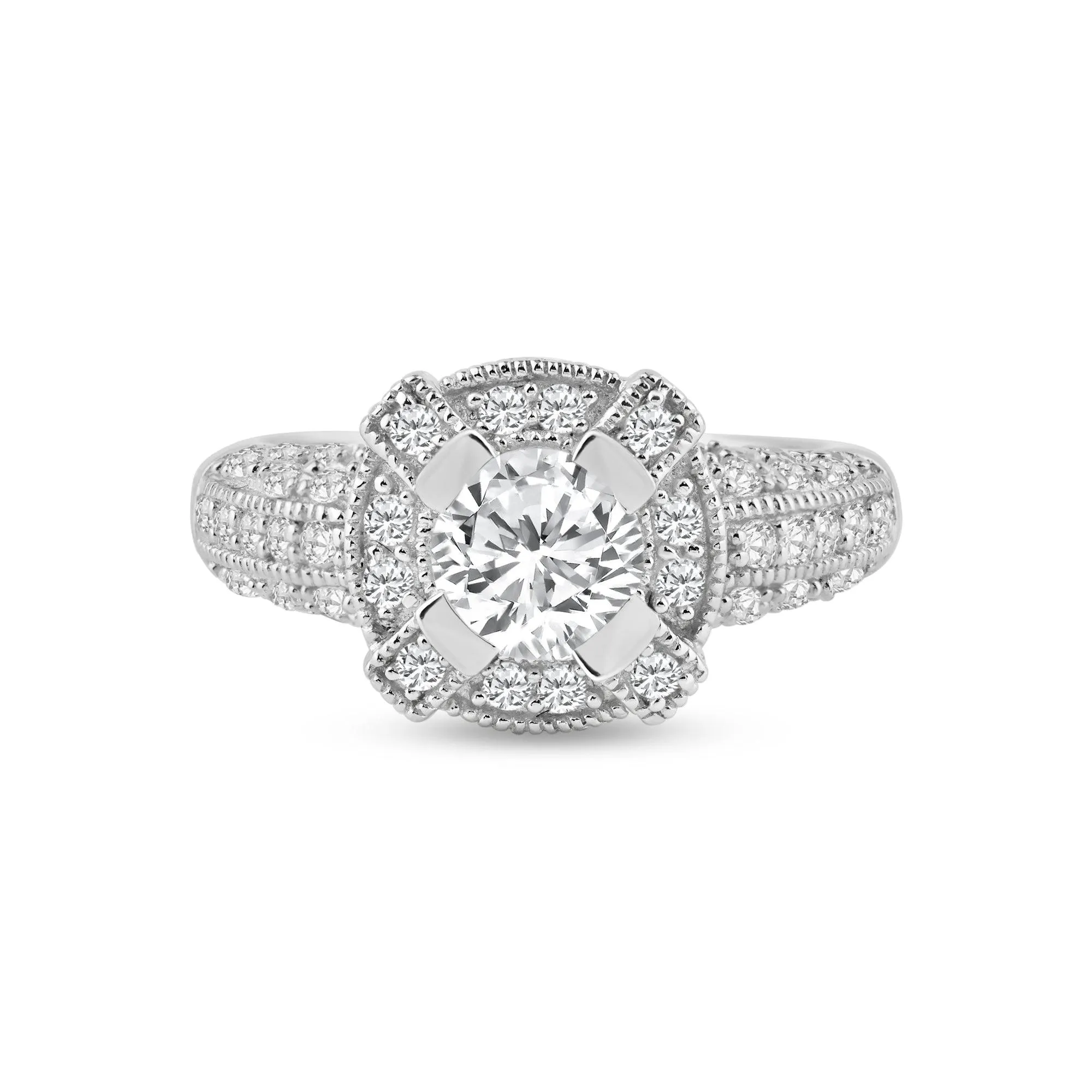 Silver 925 Rhodium Plated Pave CZ Ring - ACR00017