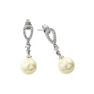 Silver 925 Rhodium Plated Pearl Earring - BGE00417