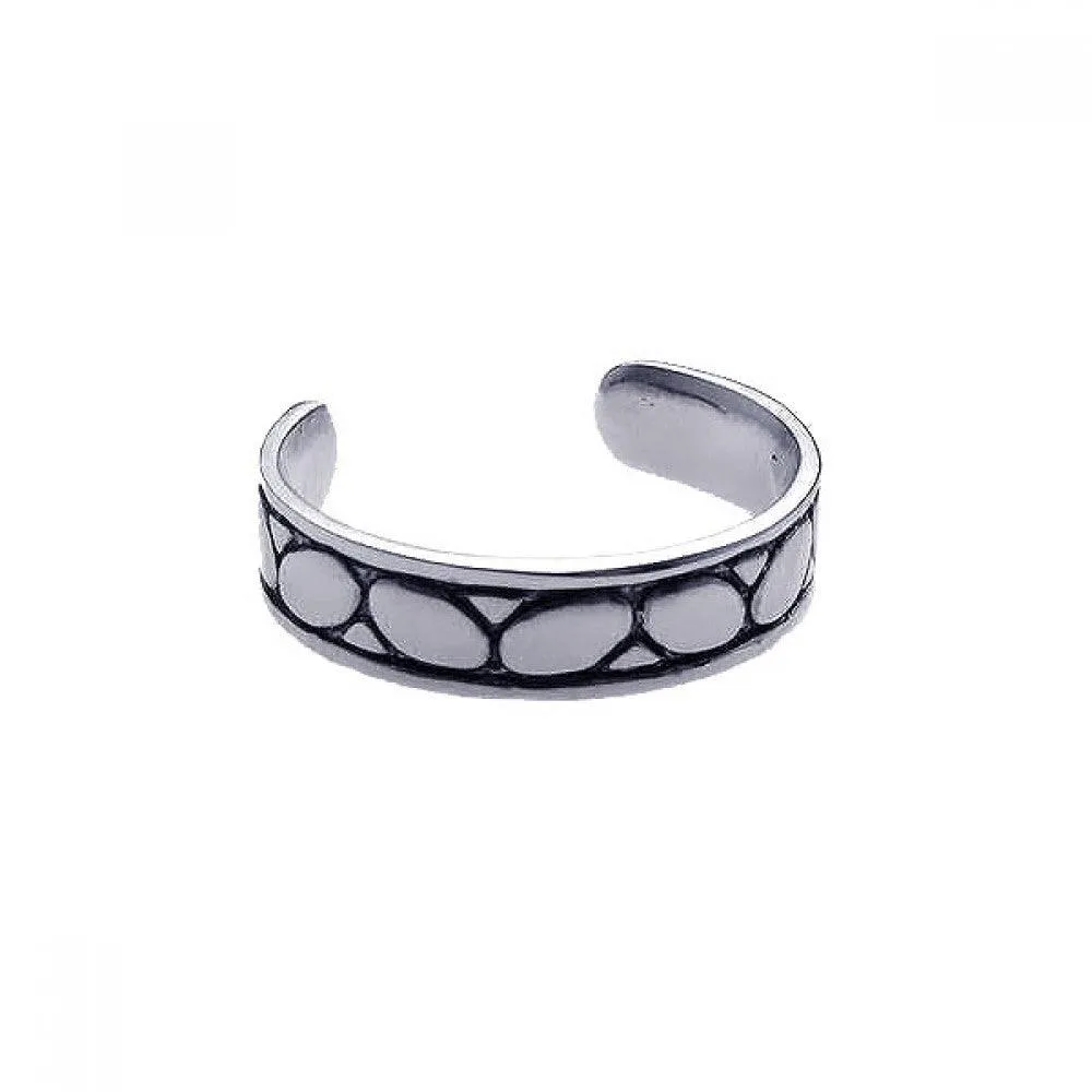 Silver 925 Rhodium Plated Rock Toe Ring - CZTR7