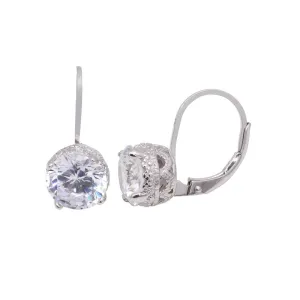 Silver 925 Rhodium Plated Round CZ Hoop Earrings - STE00578