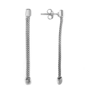 Silver 925 Rhodium Plated Single Strand Dangling Earrings - ITE00068RH