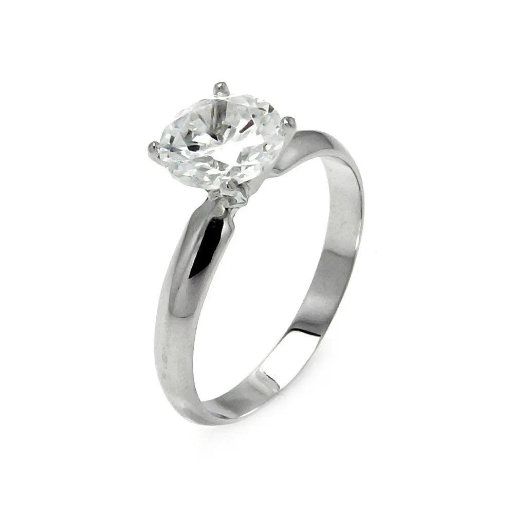 Silver 925 Rhodium Plated Solitaire CZ Ring - STR00017