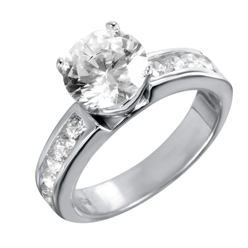 Silver 925 Rhodium Plated Solitaire CZ Ring - STR00024