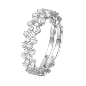 Silver 925 Rhodium Plated Zig-Zag Stackable CZ Ring - GMR00070