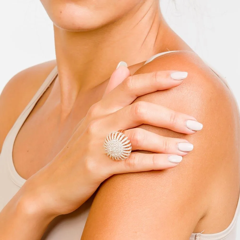Silver 925 Rose Gold Plated Micro Pave Ring - GMR00026-RGP