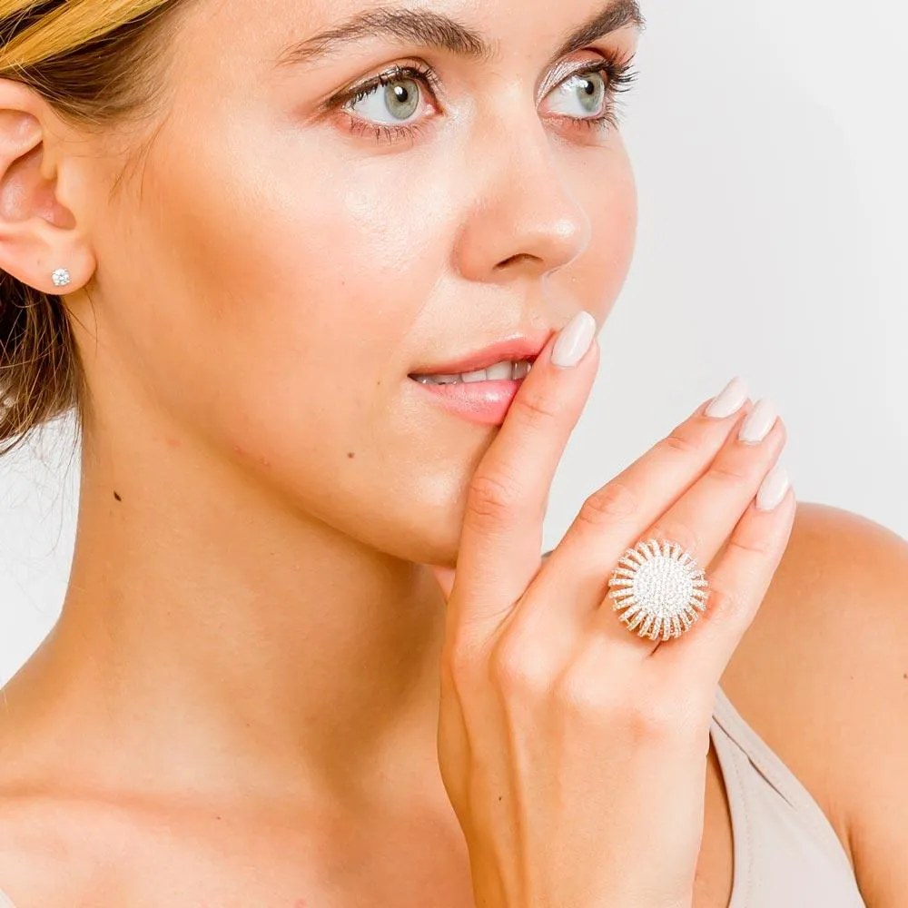 Silver 925 Rose Gold Plated Micro Pave Ring - GMR00026-RGP